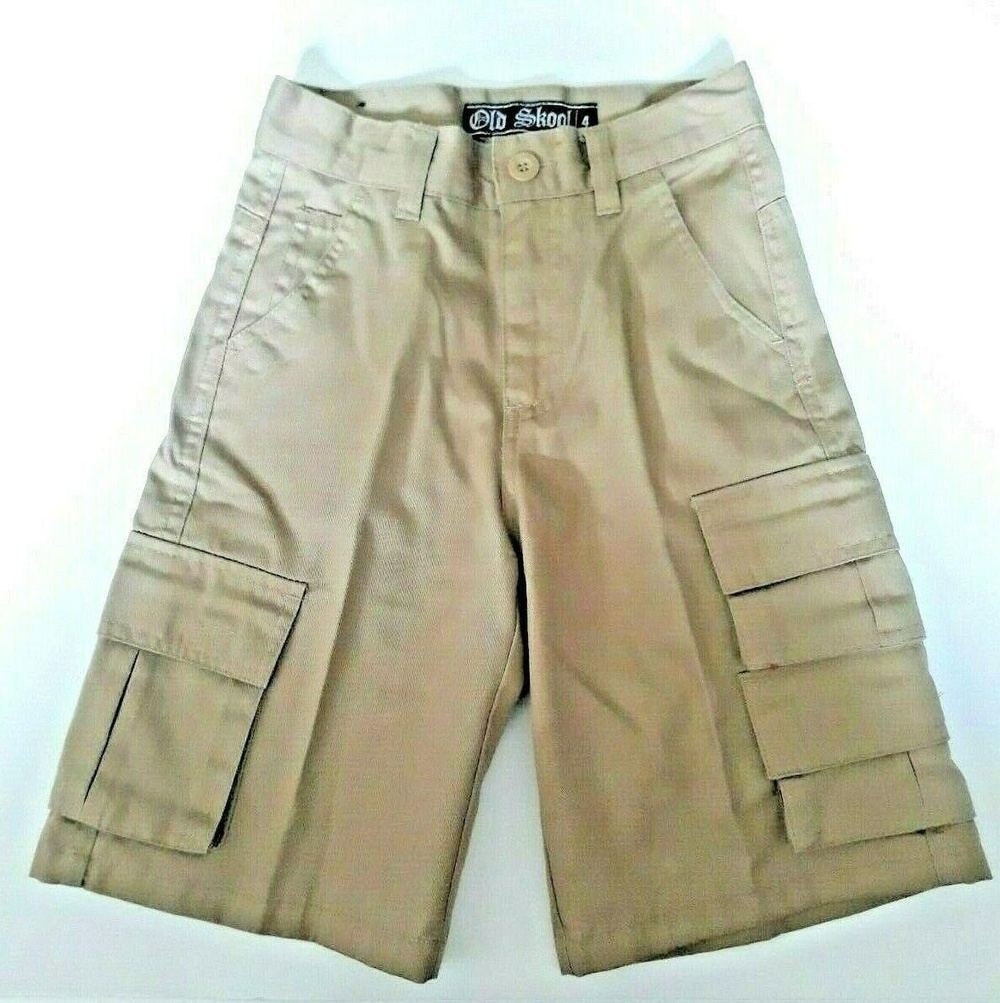 Old Skool Khaki Boys 6 Pocket Cargo Shorts Size 4